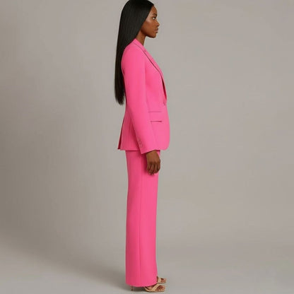 Women's Tailored Single-Button Blazer Pants Suit Set 8