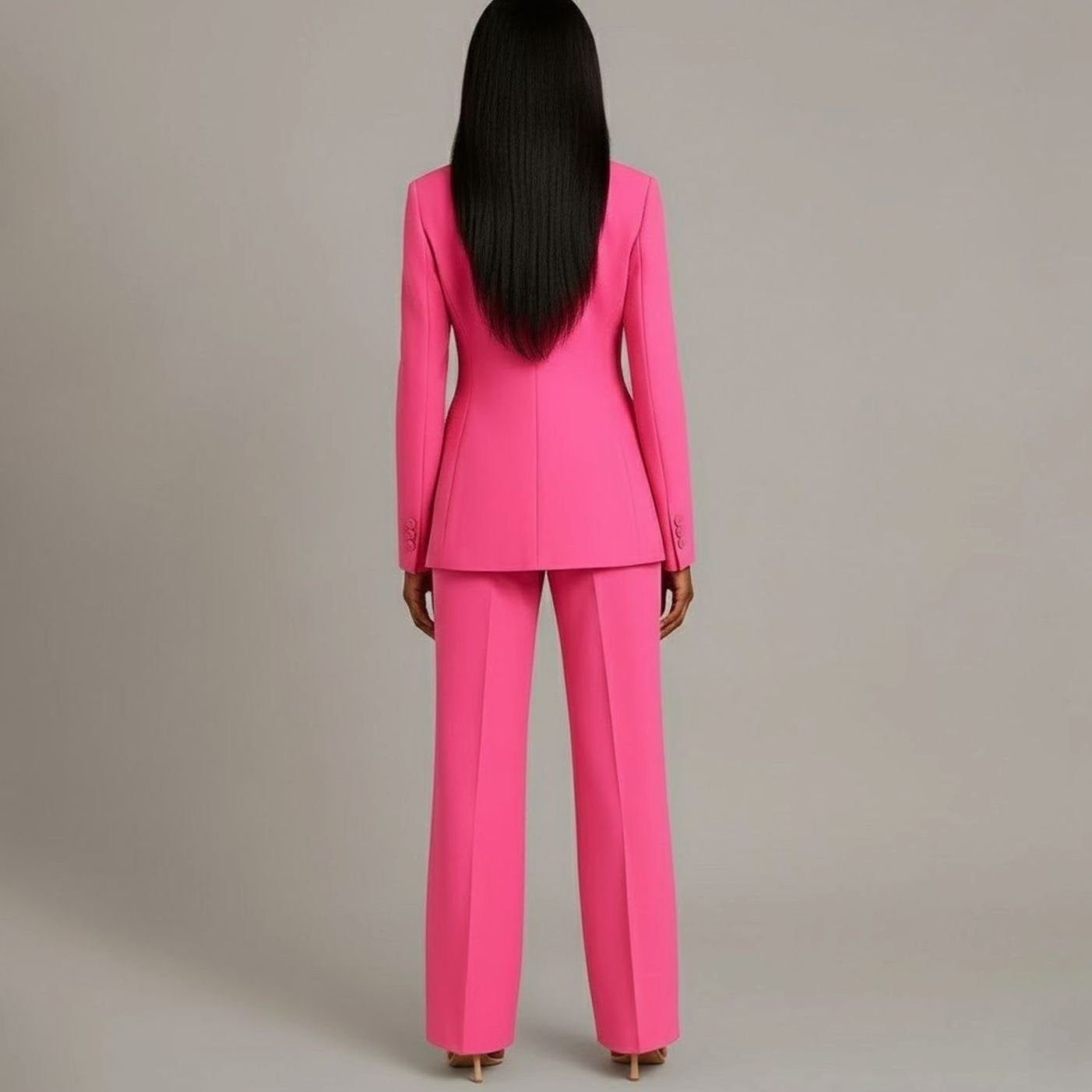 Women's Tailored Single-Button Blazer Pants Suit Set 9