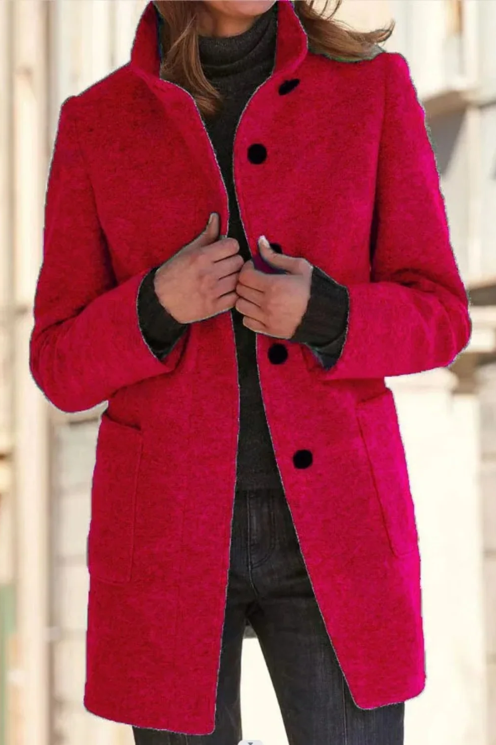 Windproof Long Winter Coat for Women — Classic Fit 4